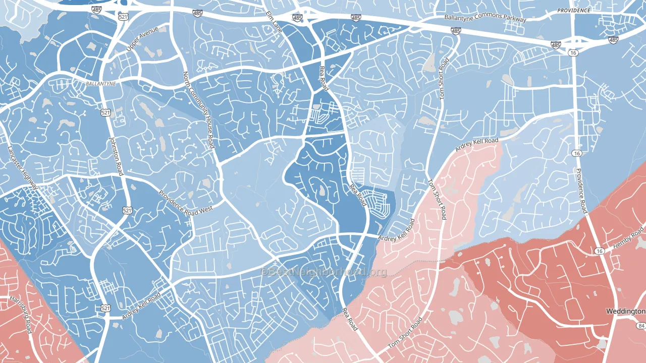 Provincetowne, Charlotte, NC block-group political-lean map