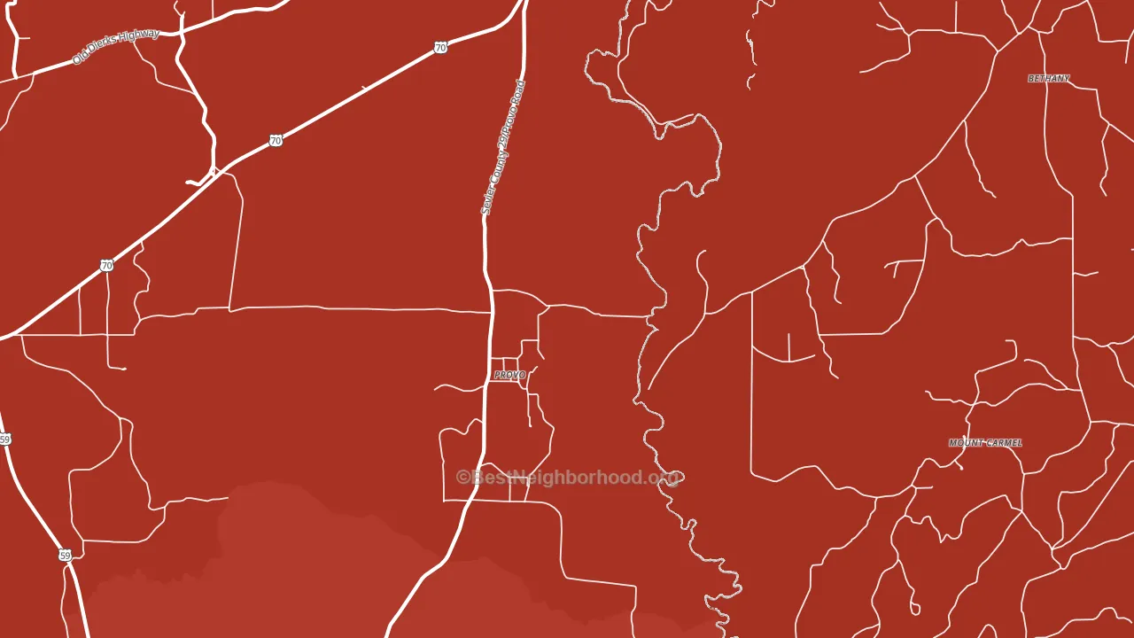 Provo, AR block-group political-lean map