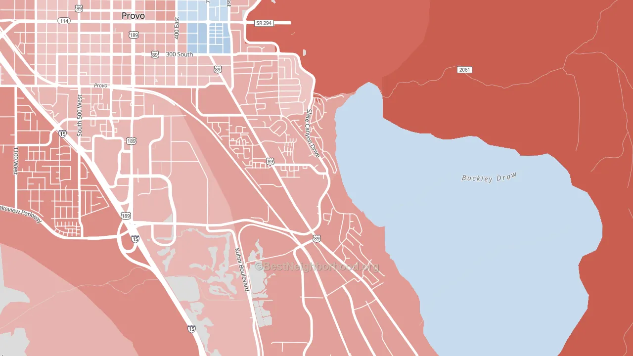 Provo South, Provo, UT block-group political-lean map