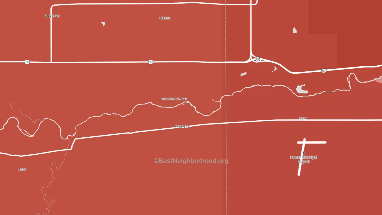 Prowers, CO block-group political-lean map