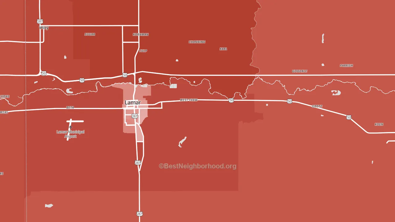 Prowers County, CO block-group political-lean map