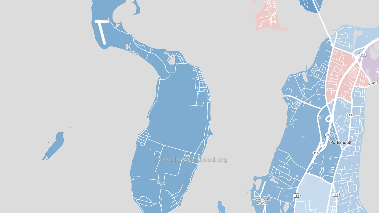 Prudence Island, RI block-group political-lean map