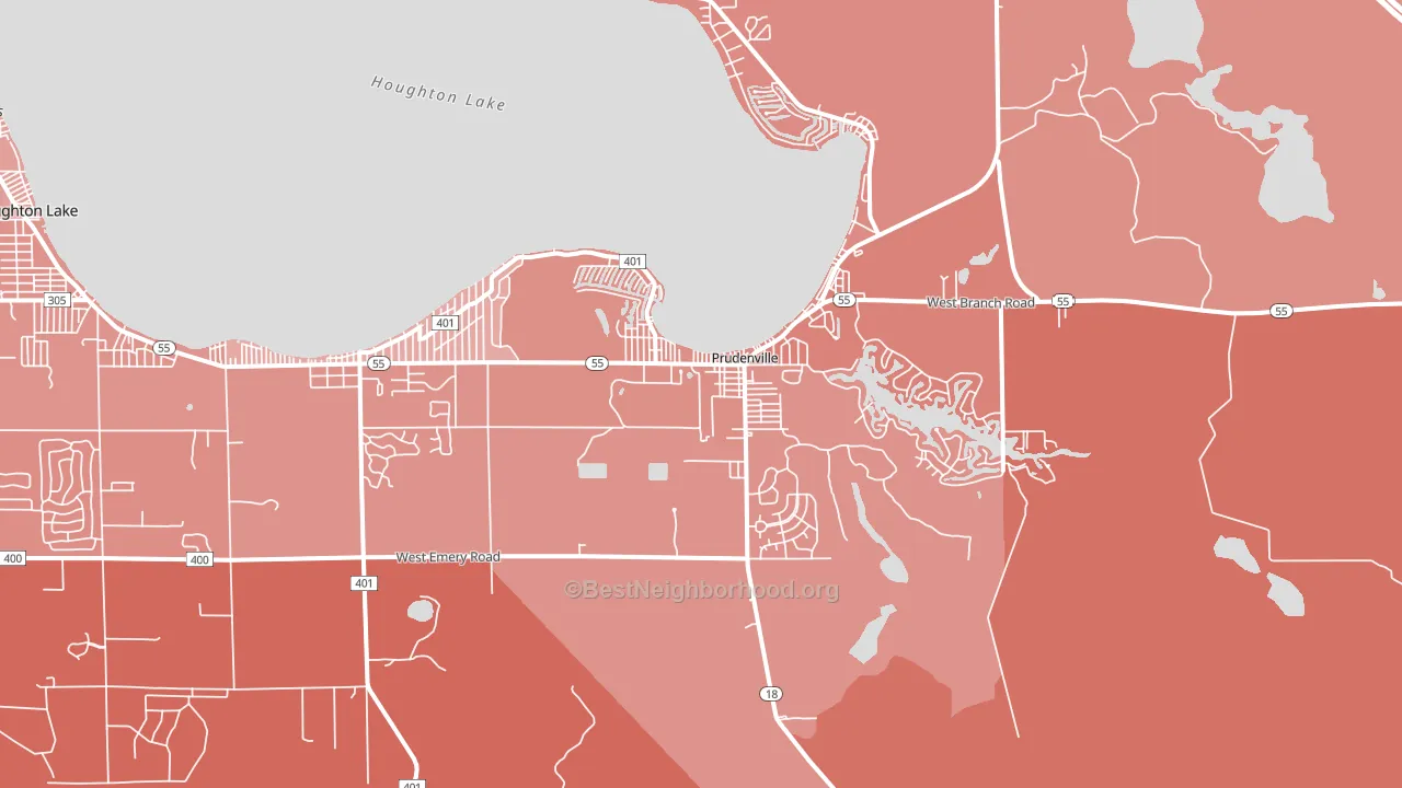 Prudenville, MI block-group political-lean map