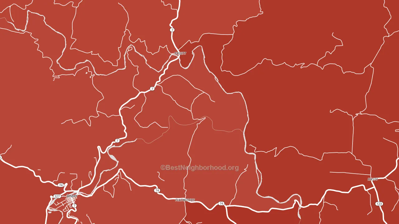 Pruitt, AR block-group political-lean map