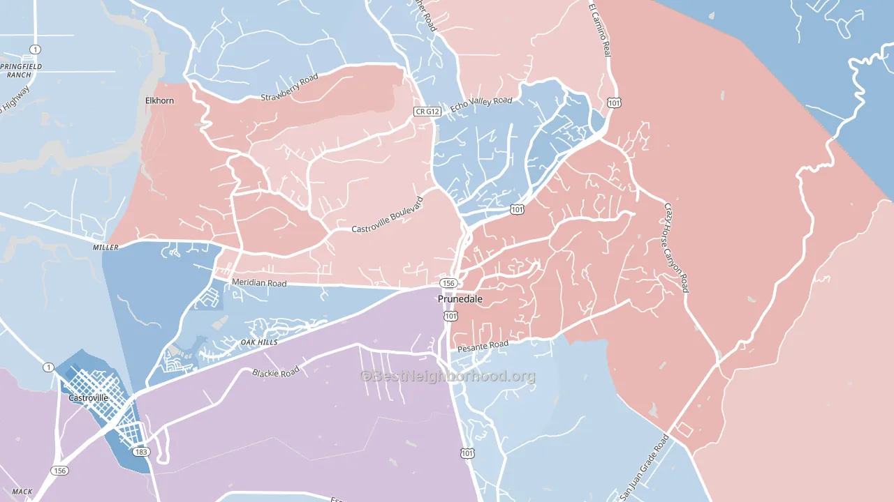Prunedale, CA block-group political-lean map