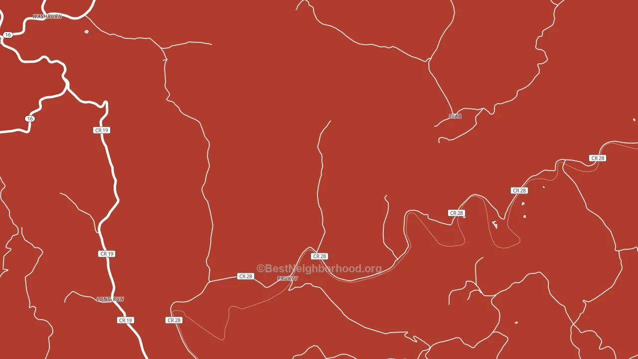 Prunty, WV block-group political-lean map