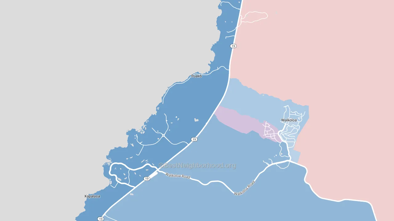 Puako, HI block-group political-lean map