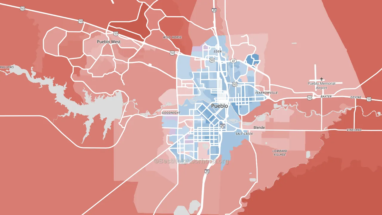 Pueblo County, CO block-group political-lean map