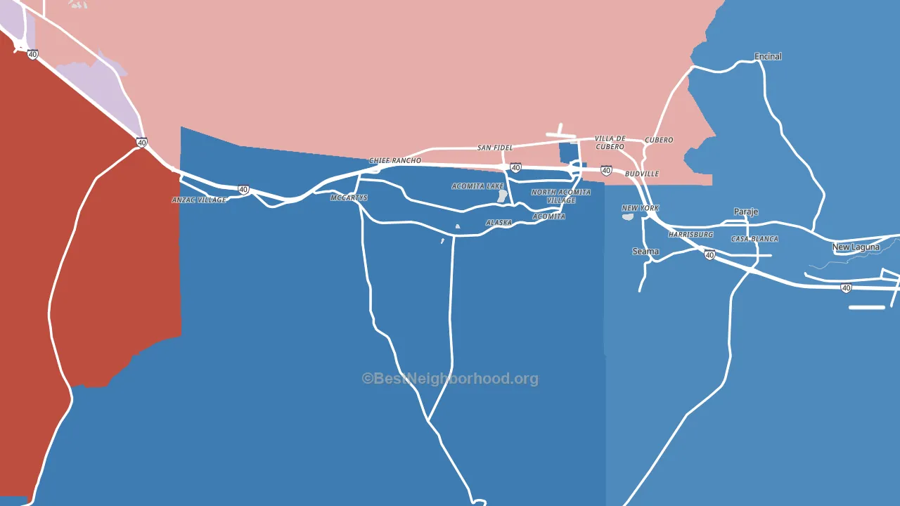 Pueblo Of Acoma, NM block-group political-lean map