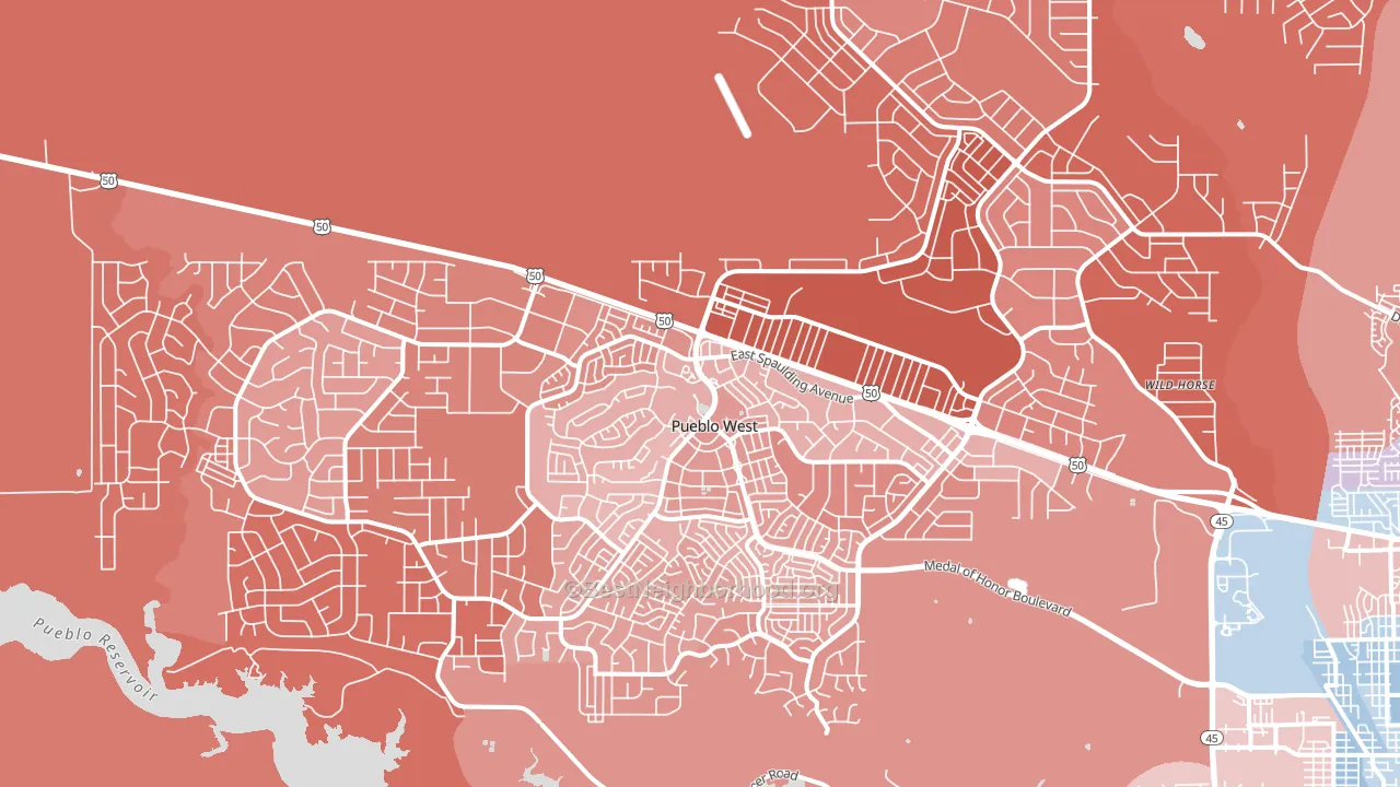 Pueblo West, CO block-group political-lean map