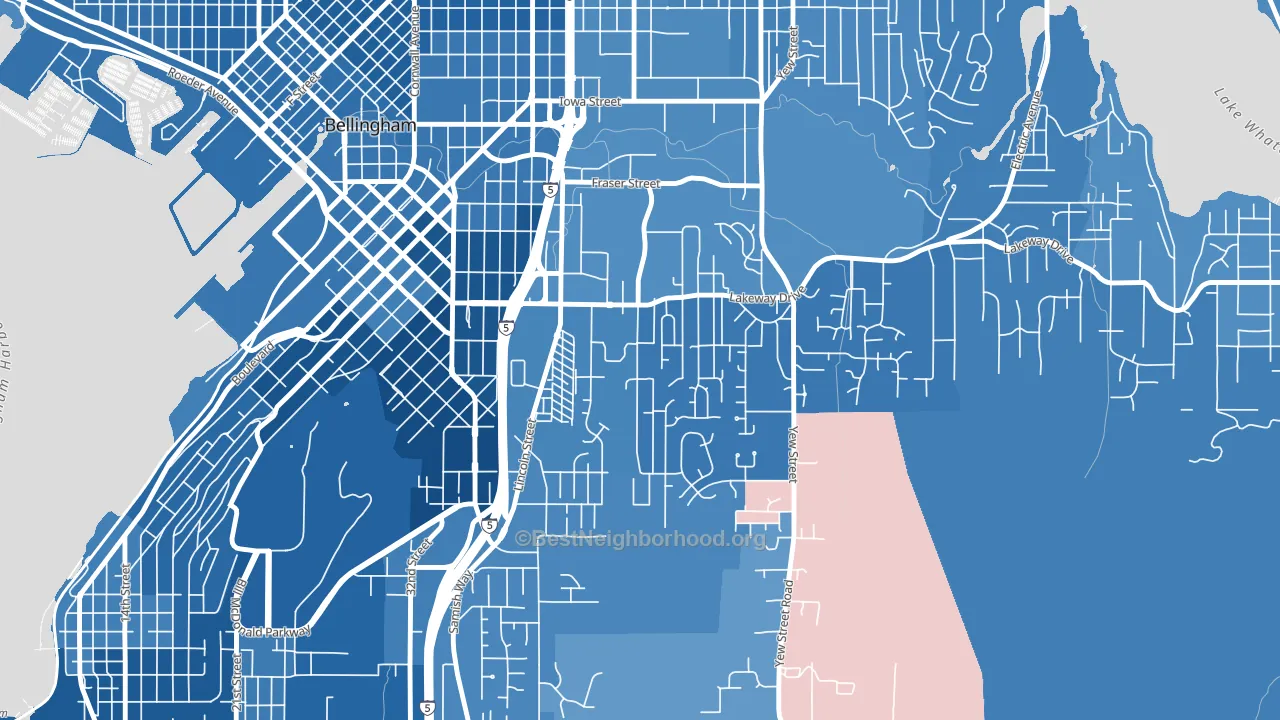 Puget, Bellingham, WA block-group political-lean map