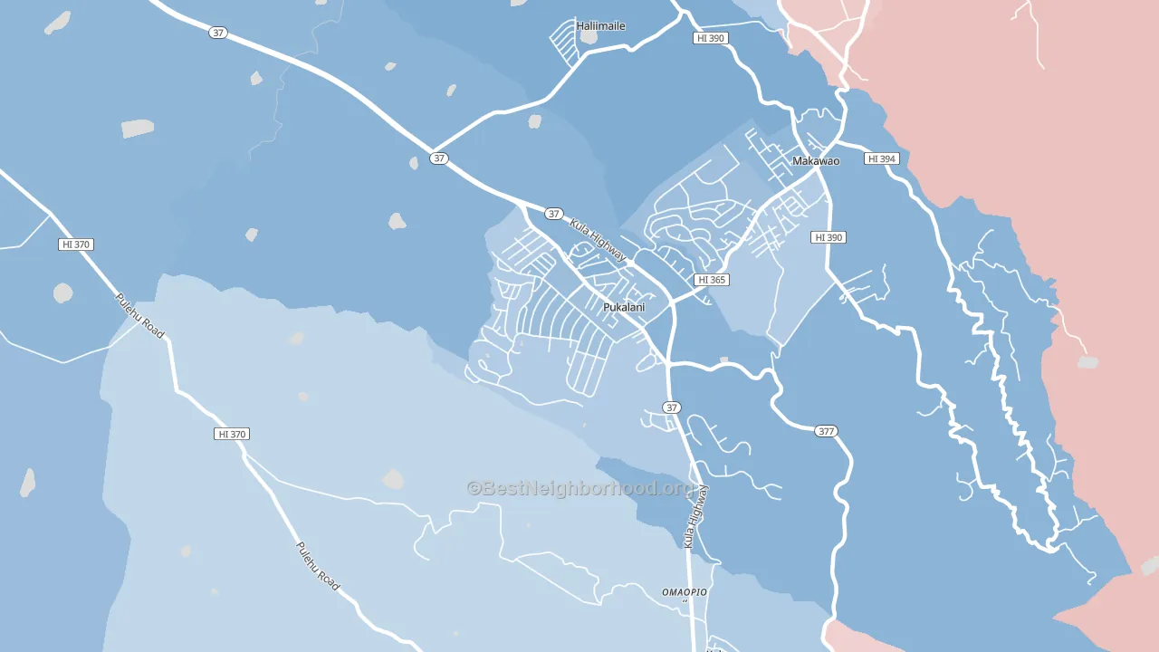 Pukalani, Makawao, HI block-group political-lean map