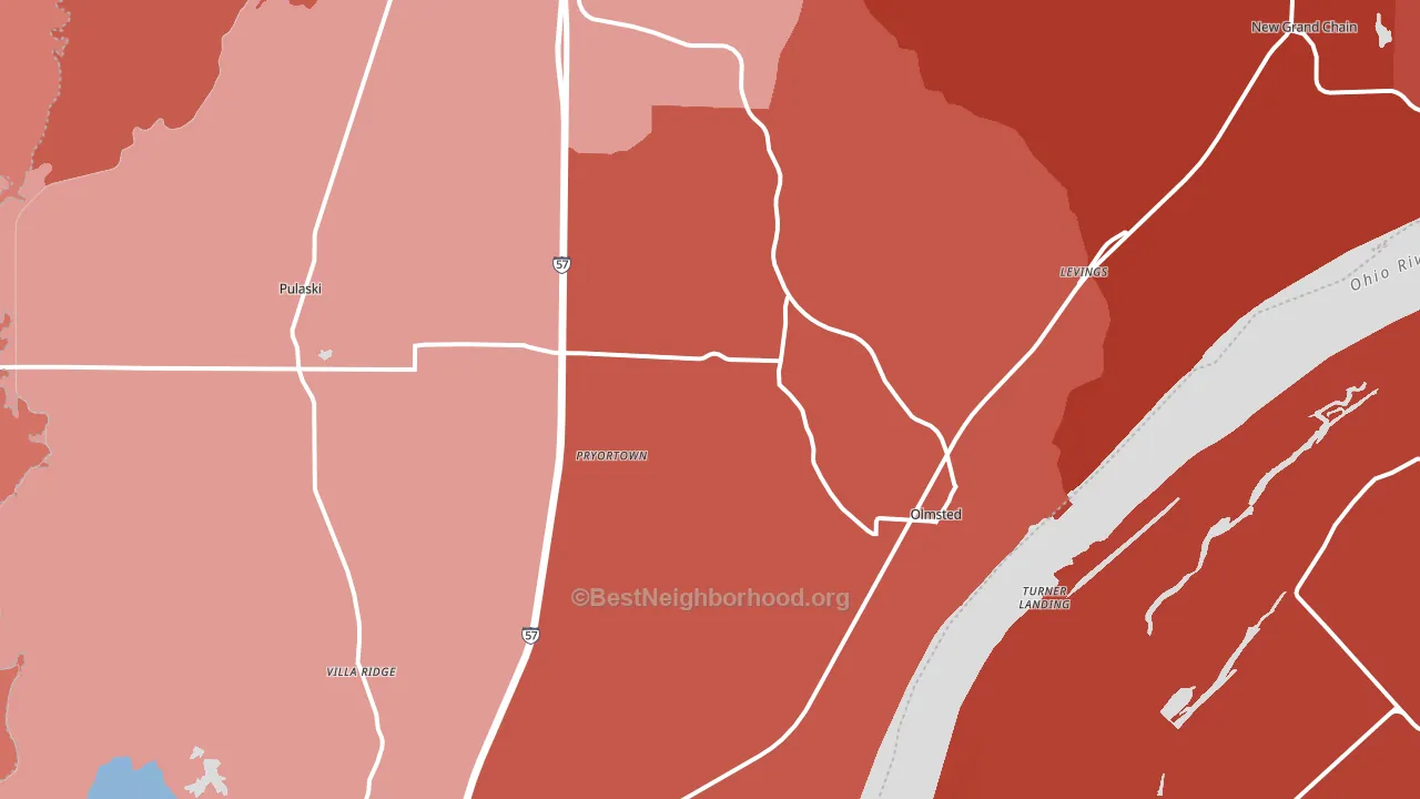 Pulaski County, IL block-group political-lean map