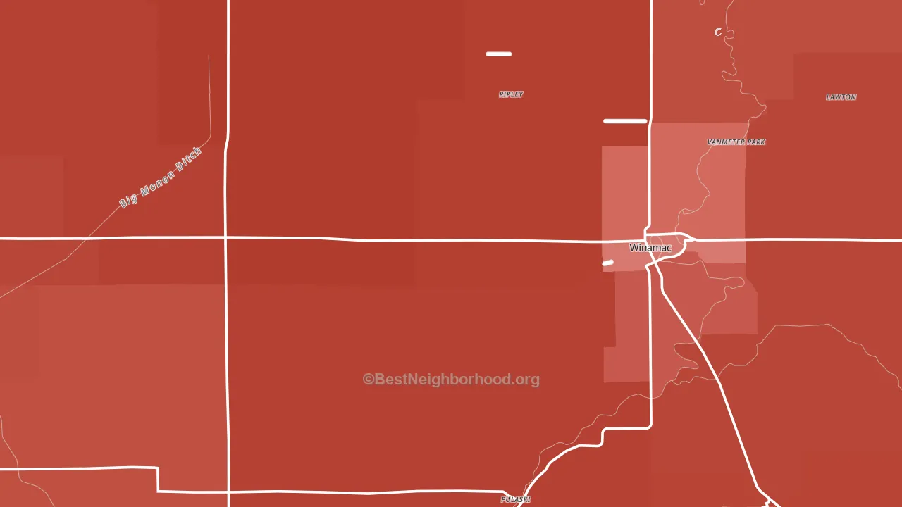 Pulaski County, IN block-group political-lean map