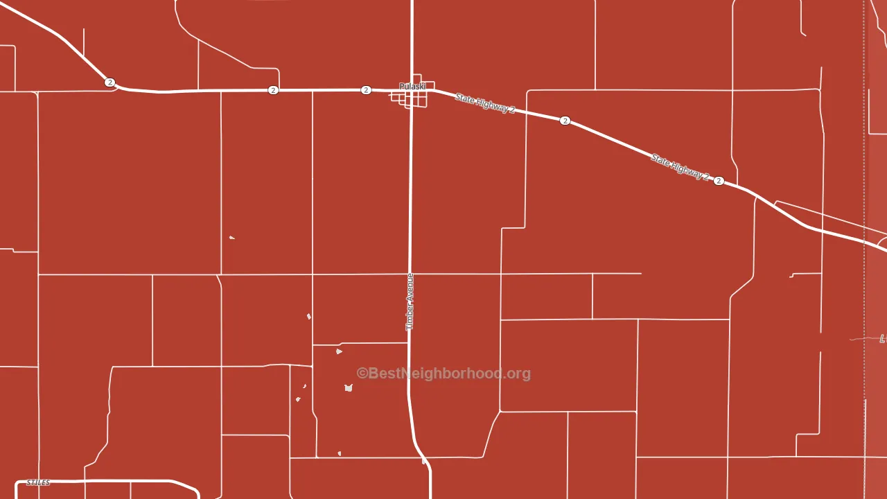 Pulaski, IA block-group political-lean map