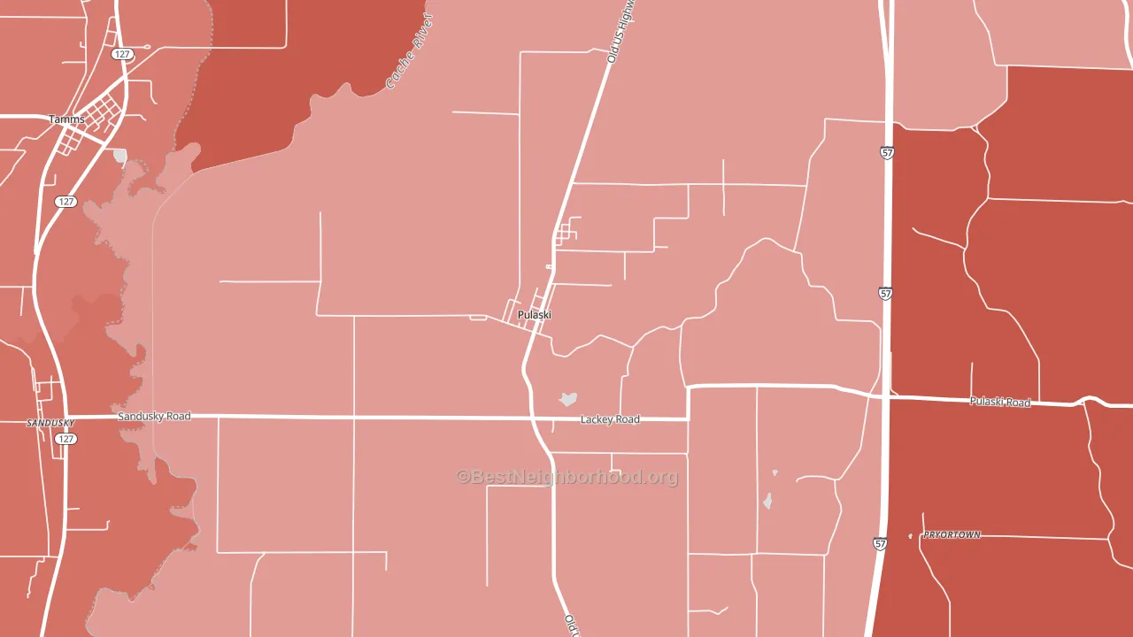 Pulaski, IL block-group political-lean map