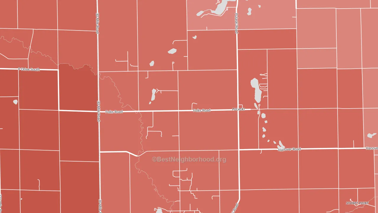 Pulaski, MI block-group political-lean map