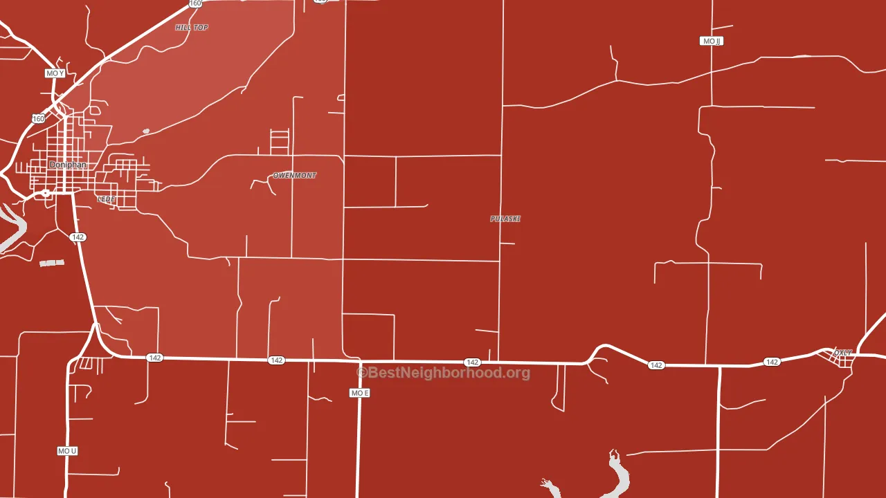 Pulaski, MO block-group political-lean map