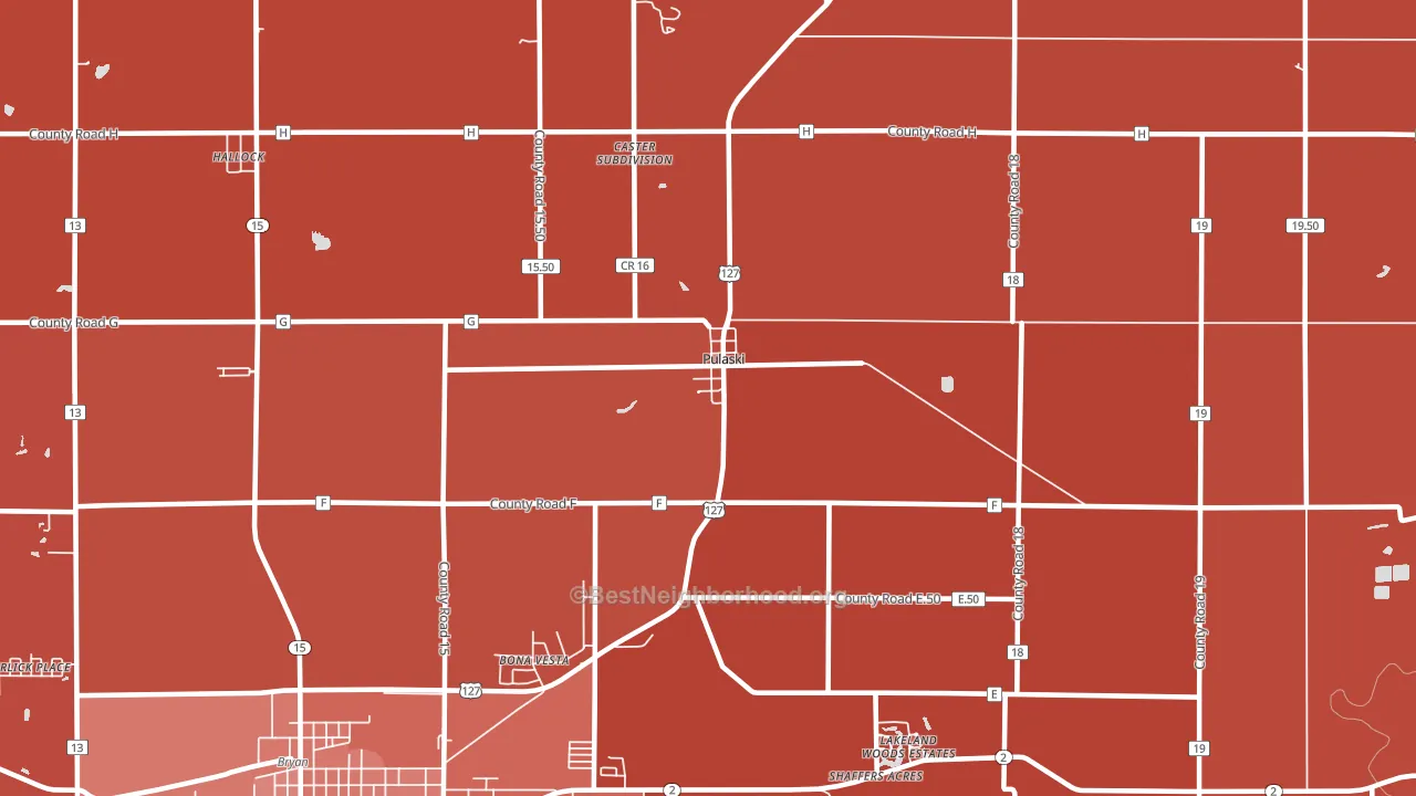 Pulaski, OH block-group political-lean map