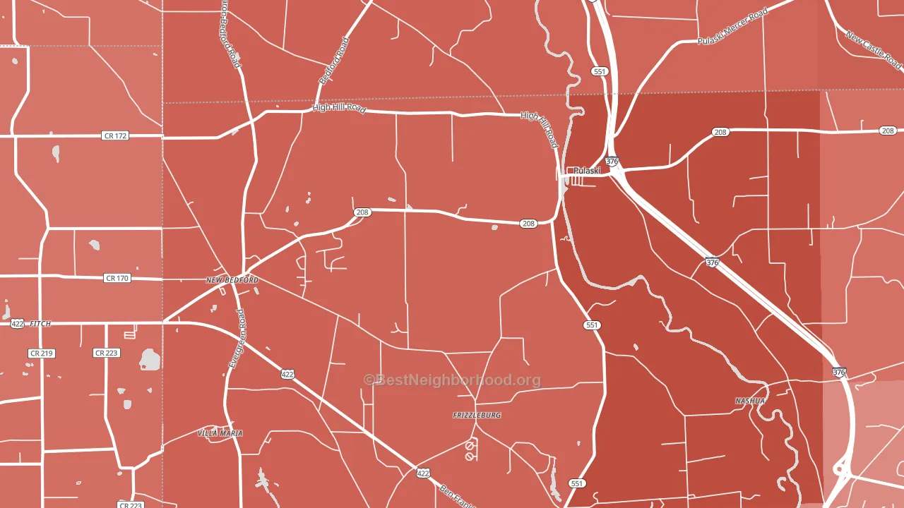 Pulaski, PA block-group political-lean map