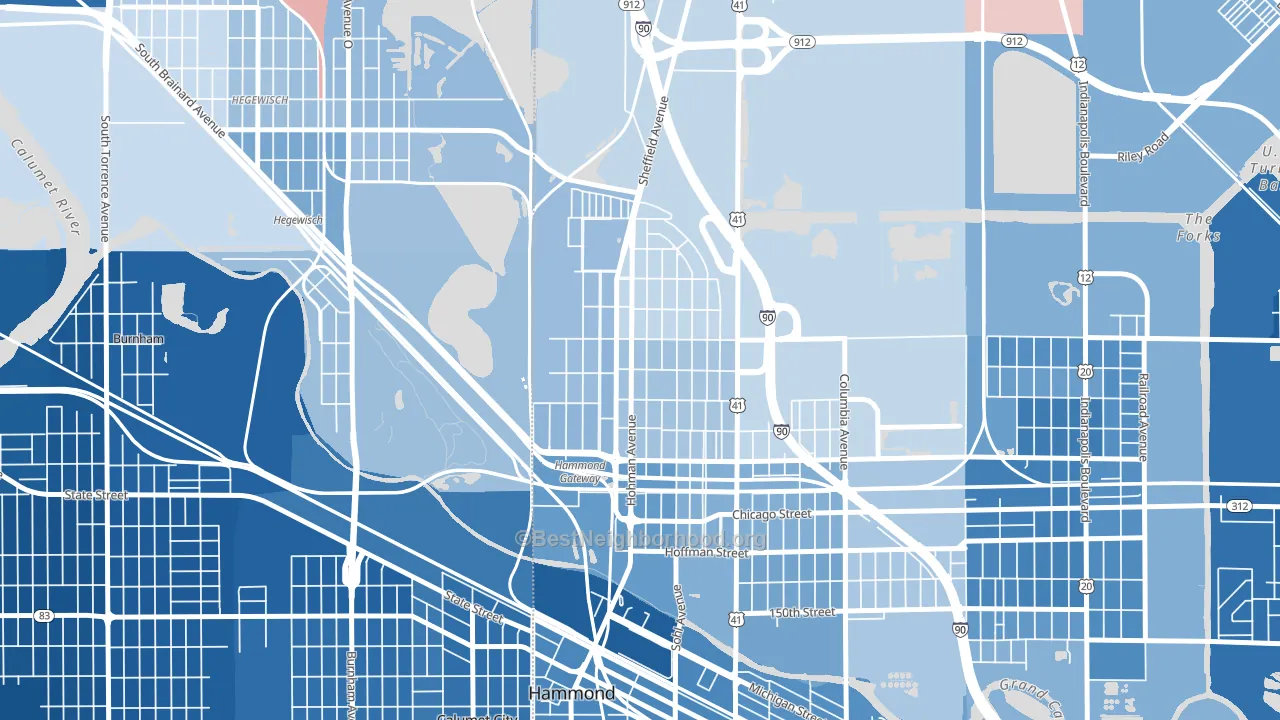Pulaski Park, Hammond, IN block-group political-lean map