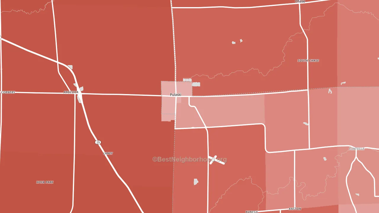 Pulaski, WI block-group political-lean map