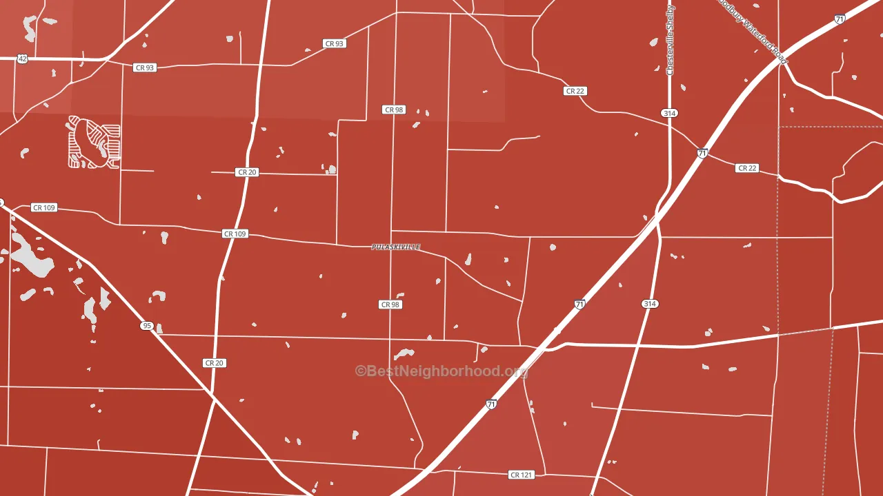 Pulaskiville, OH block-group political-lean map