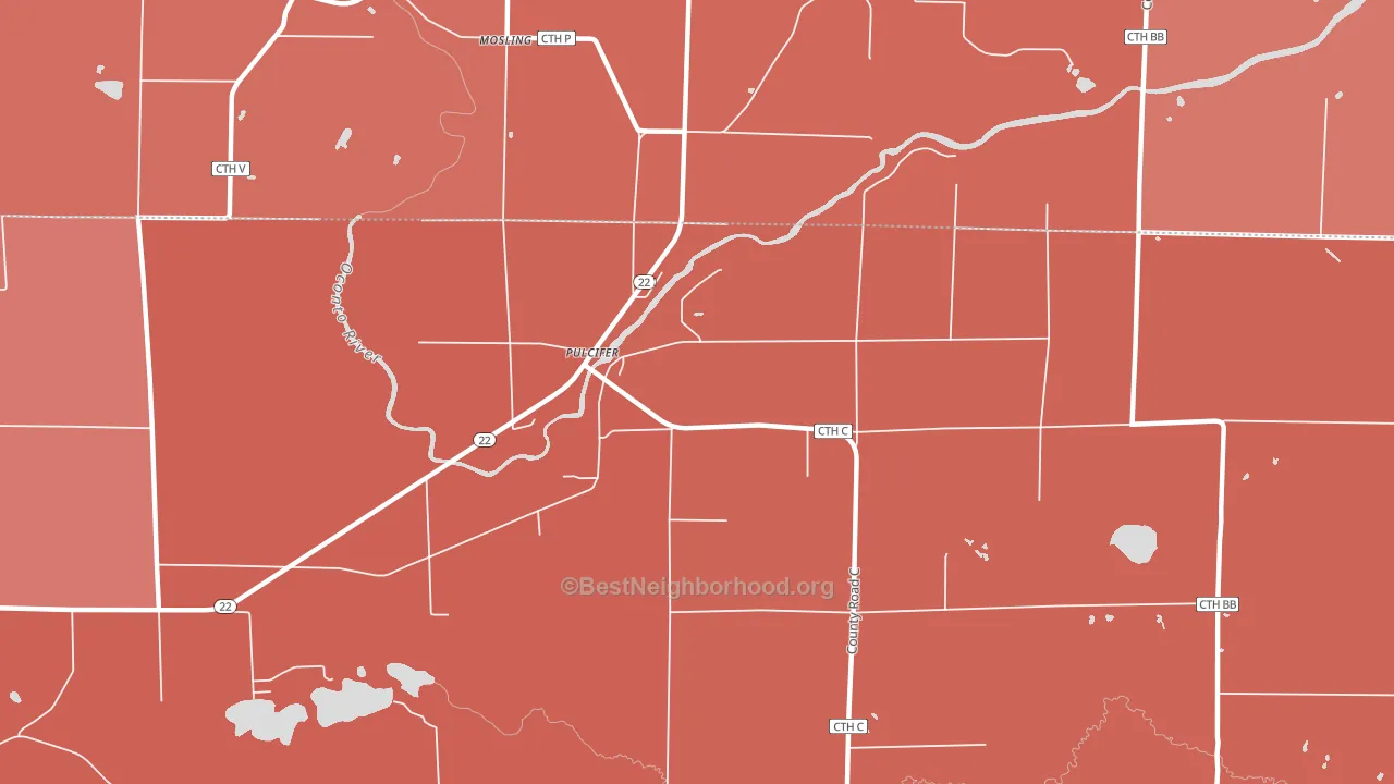 Pulcifer, WI block-group political-lean map
