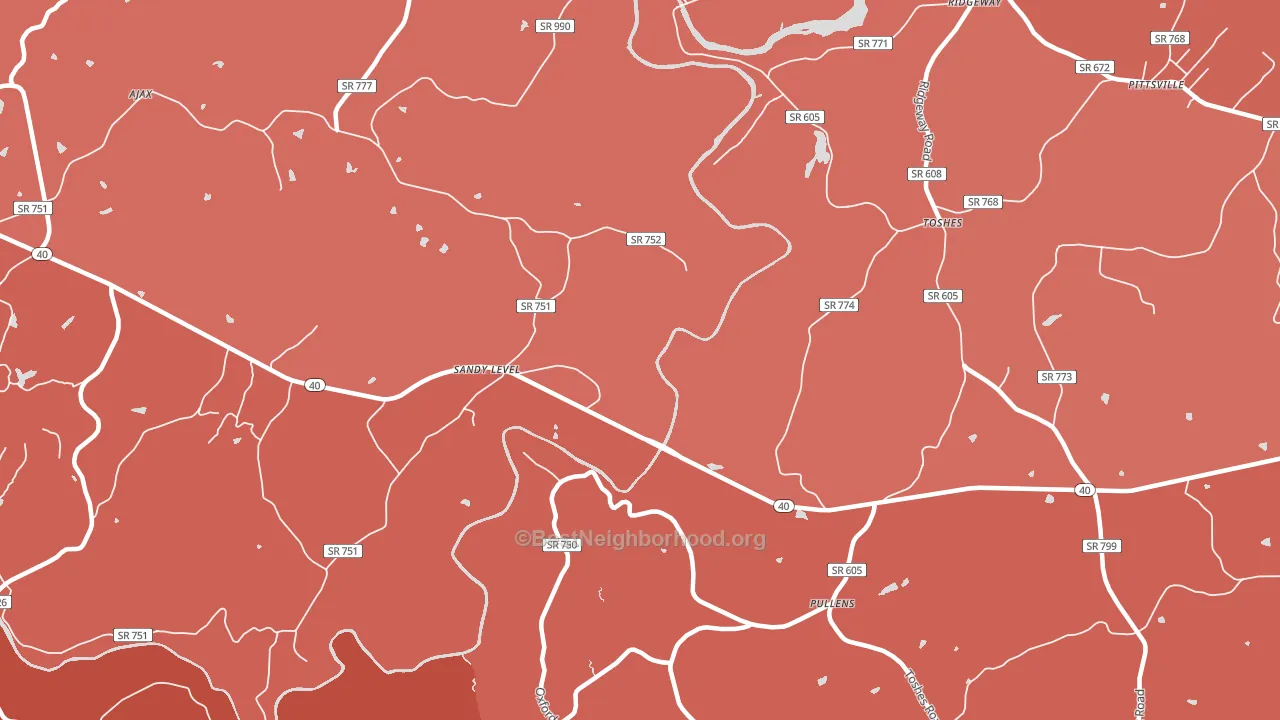 Pullens, VA block-group political-lean map