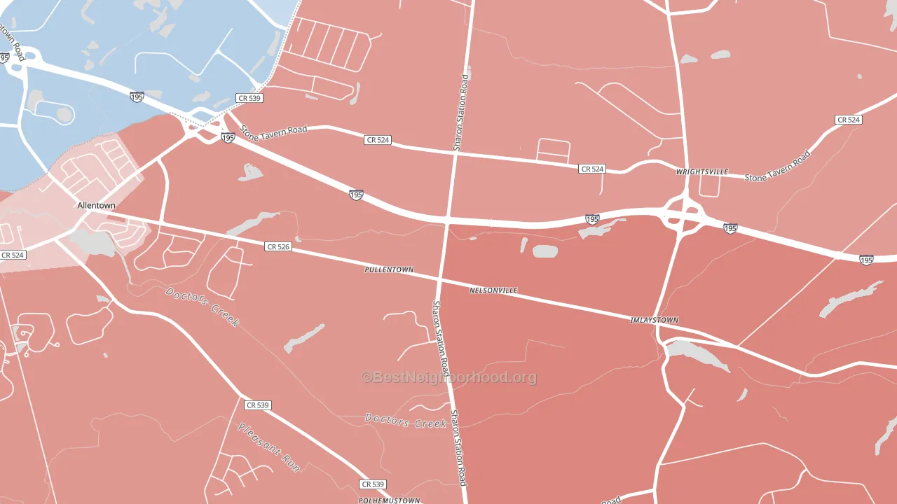 Pullentown, NJ block-group political-lean map