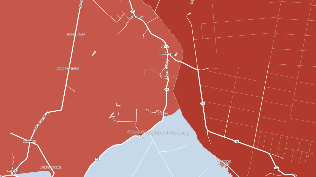 Pungo, NC block-group political-lean map