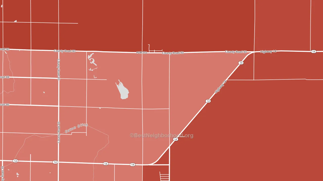 Purcell, CO block-group political-lean map