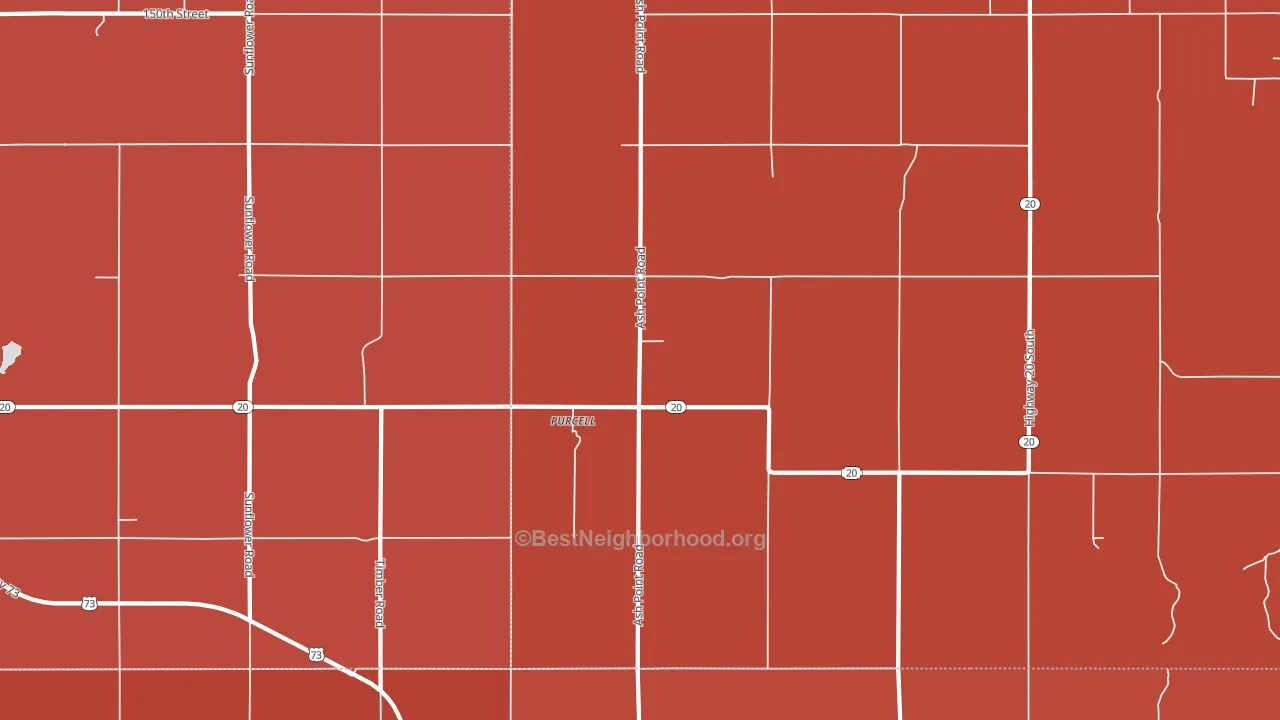 Purcell, KS block-group political-lean map