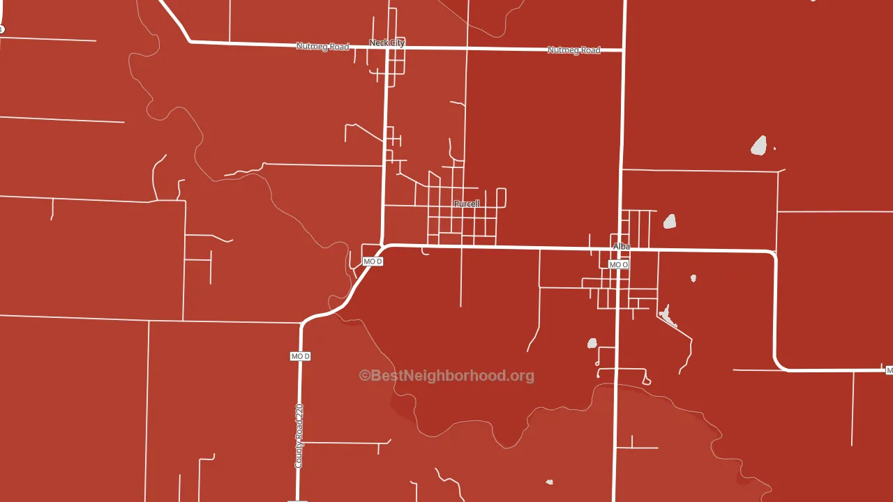 Purcell, MO block-group political-lean map