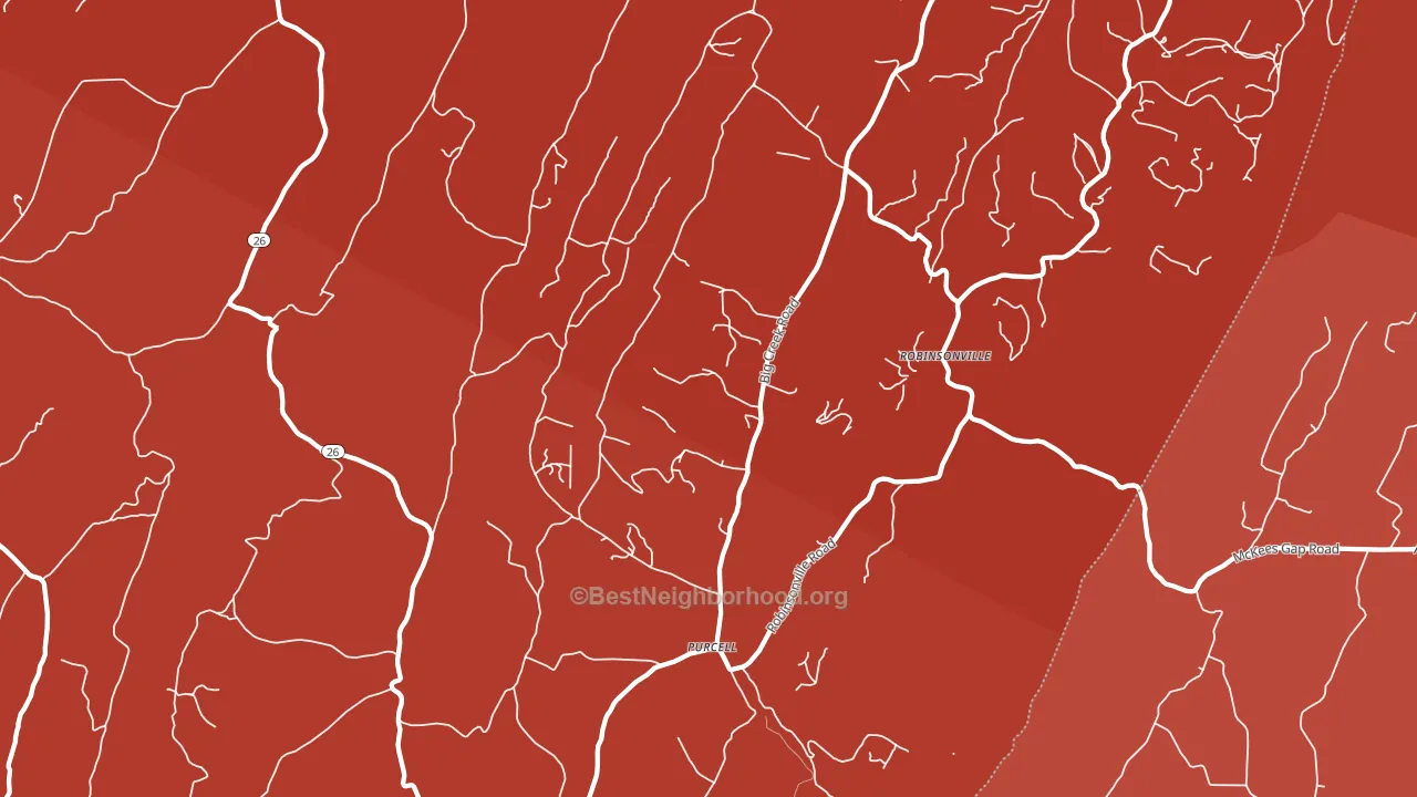 Purcell, PA block-group political-lean map