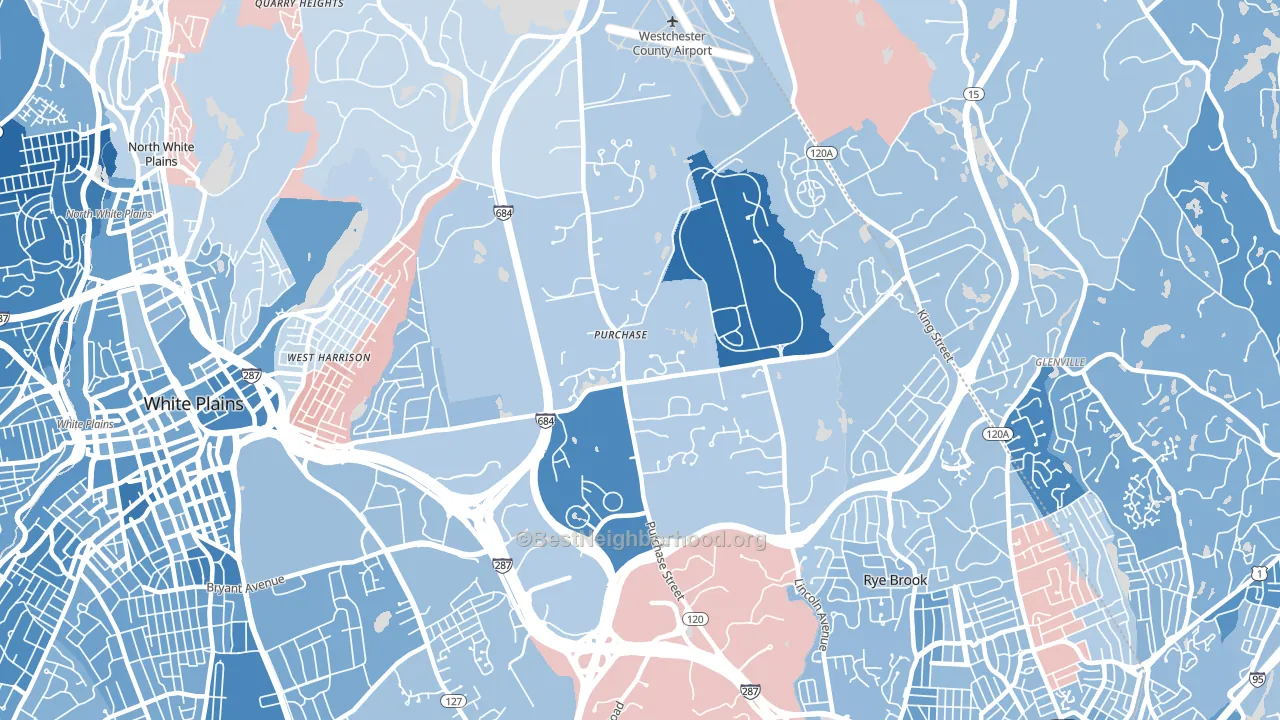 Purchase, NY block-group political-lean map