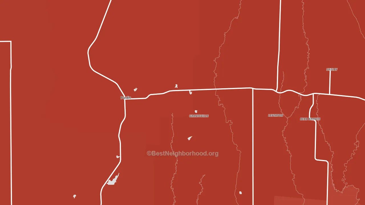 Purdin, MO block-group political-lean map
