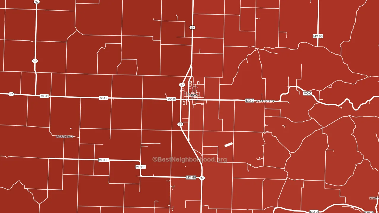 Purdy, MO block-group political-lean map