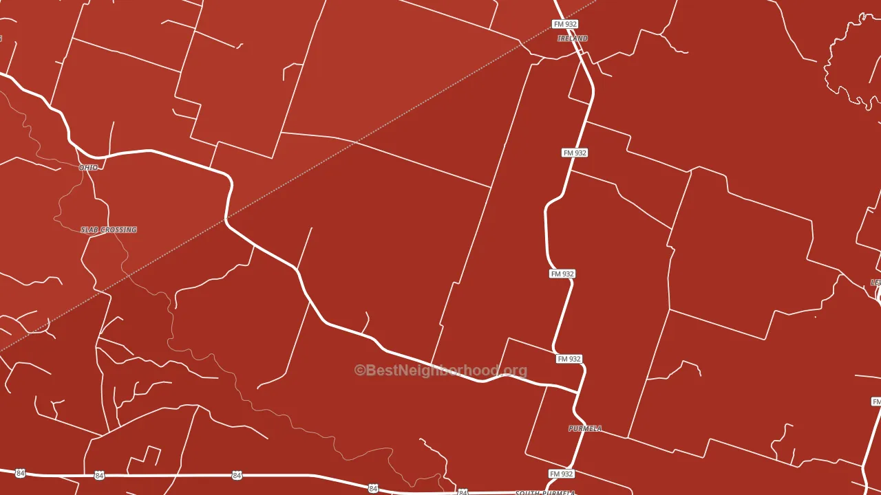 Purmela, TX block-group political-lean map
