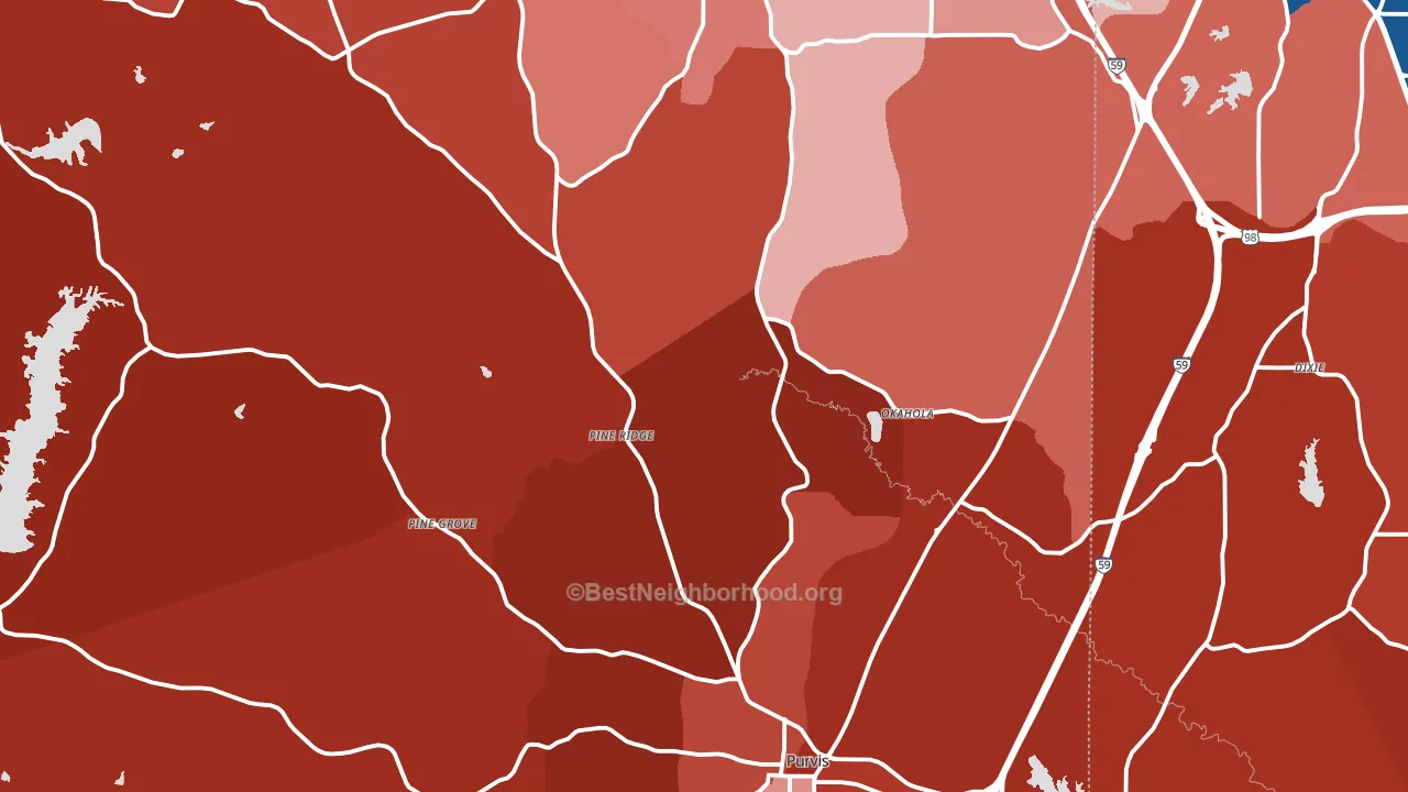 Purvis, MS block-group political-lean map