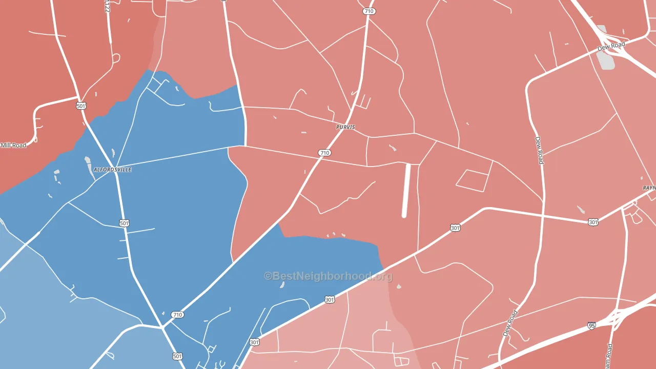 Purvis, NC block-group political-lean map