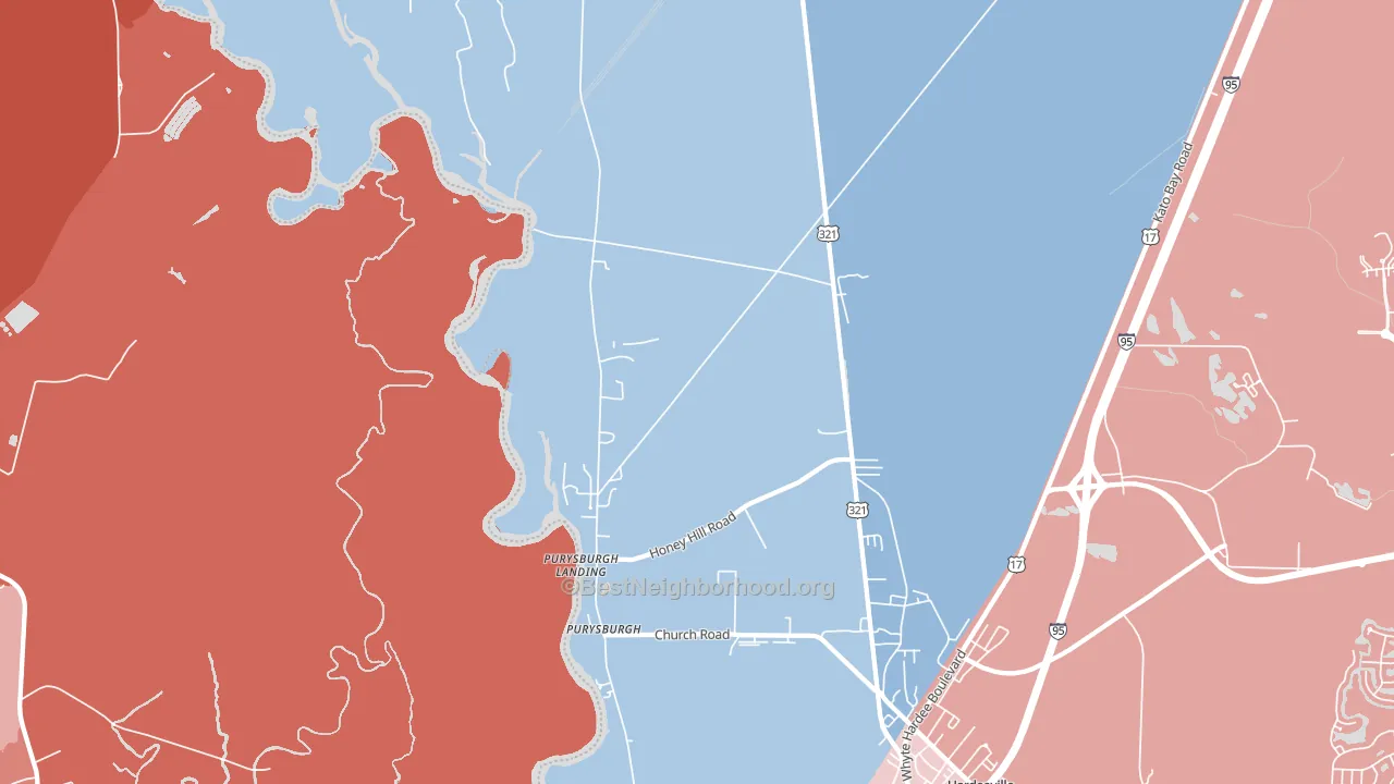 Purysburgh, SC block-group political-lean map
