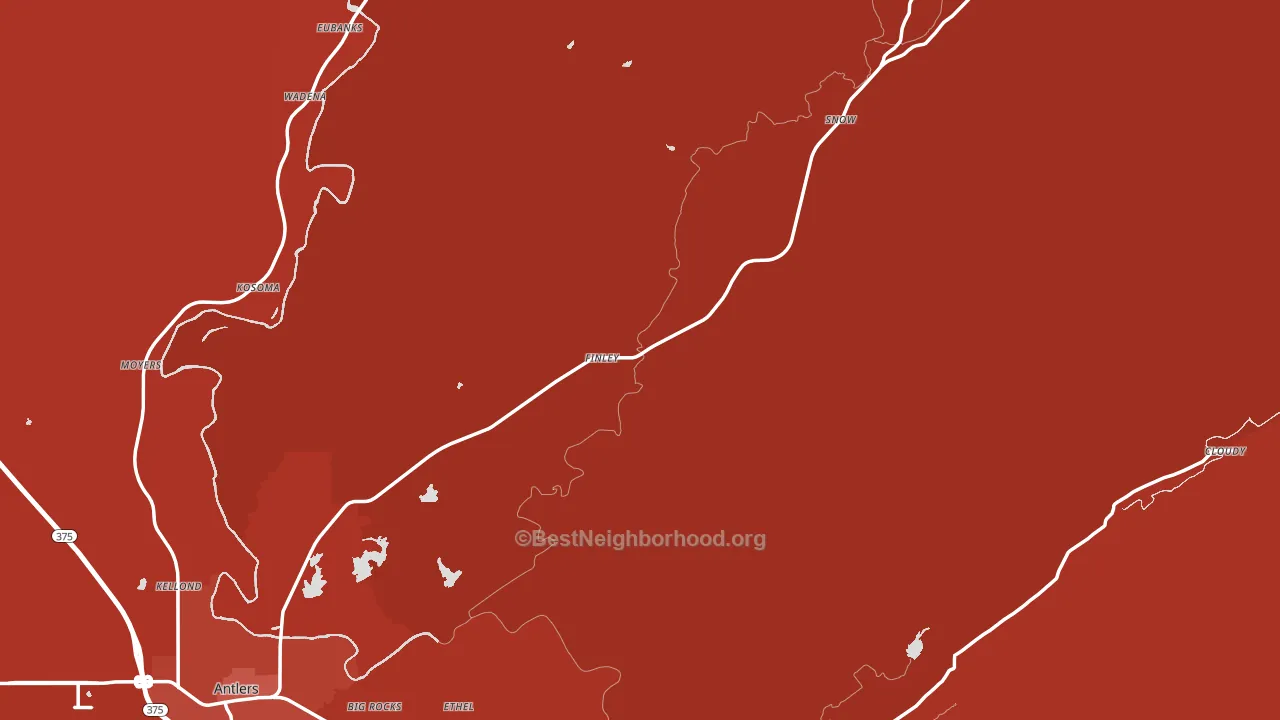 Pushmataha County, OK block-group political-lean map