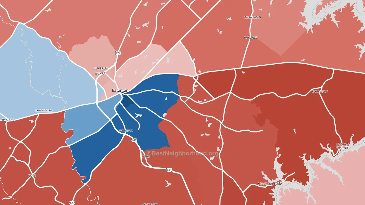 Putnam County, GA block-group political-lean map