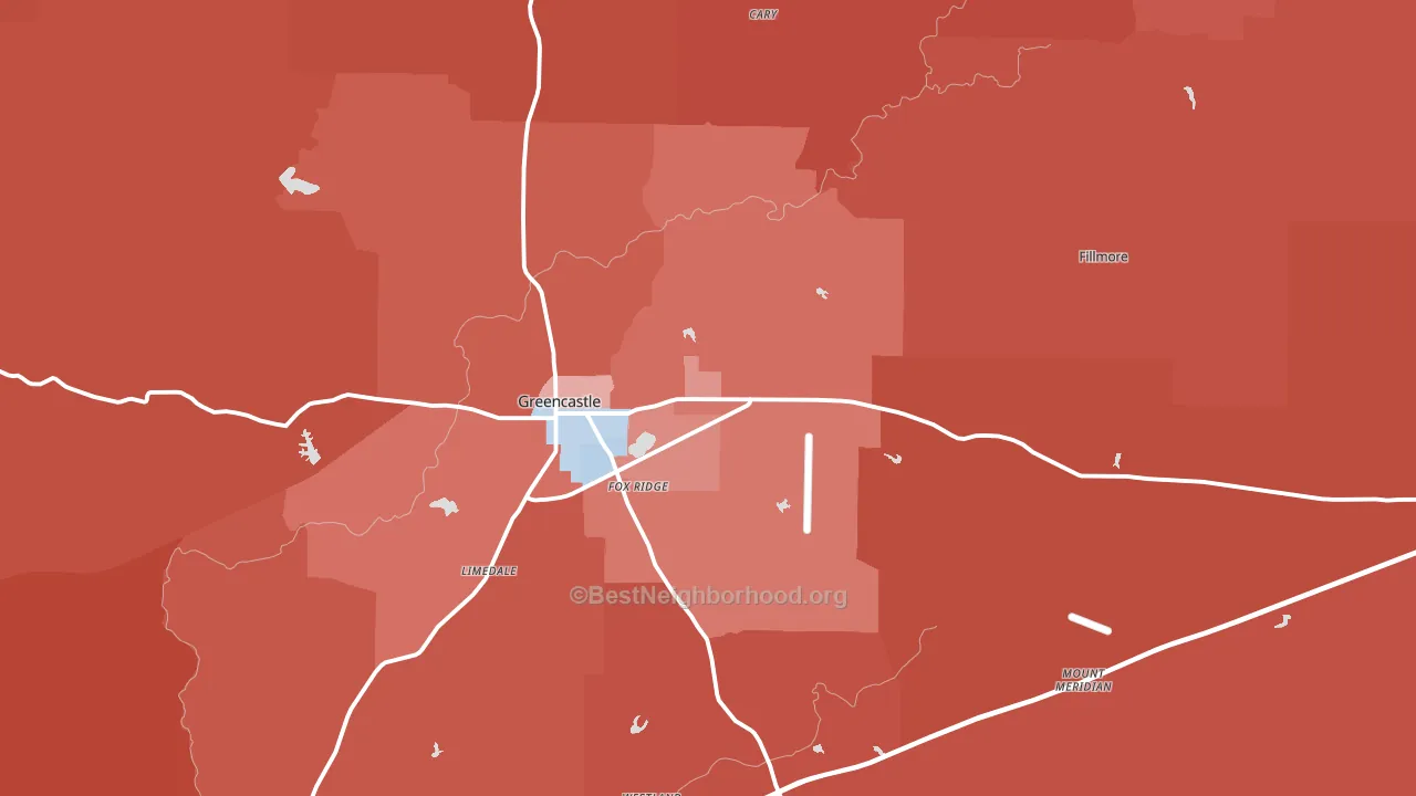 Putnam County, IN block-group political-lean map