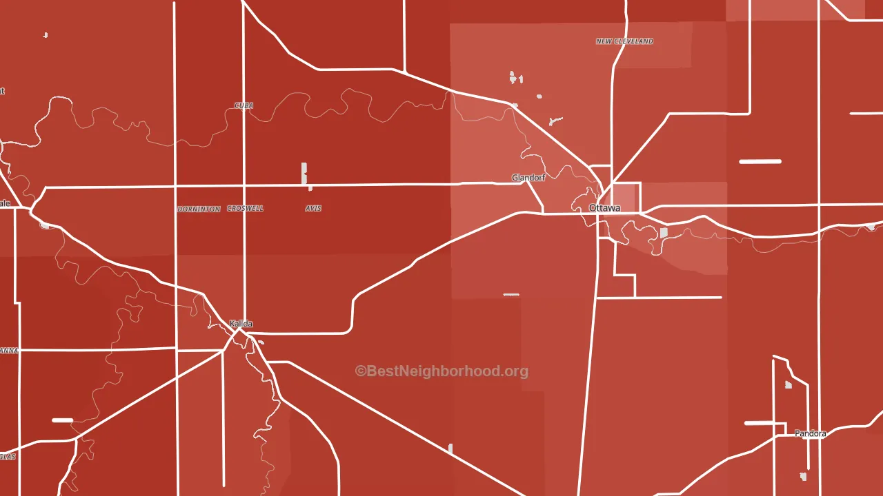 Putnam County, OH block-group political-lean map