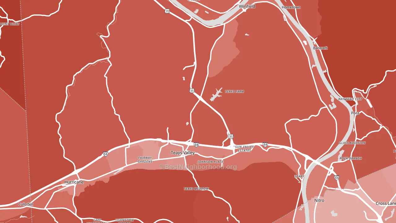 Putnam County, WV block-group political-lean map