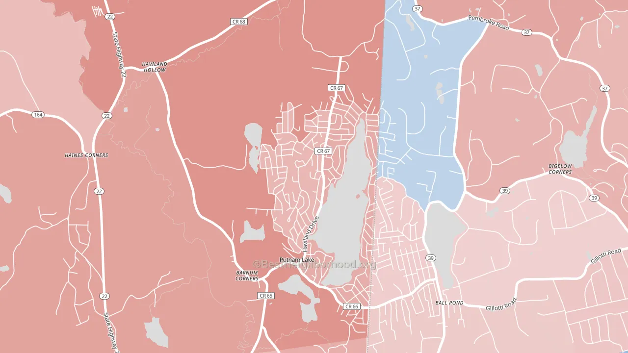 Putnam Lake, Patterson, NY block-group political-lean map