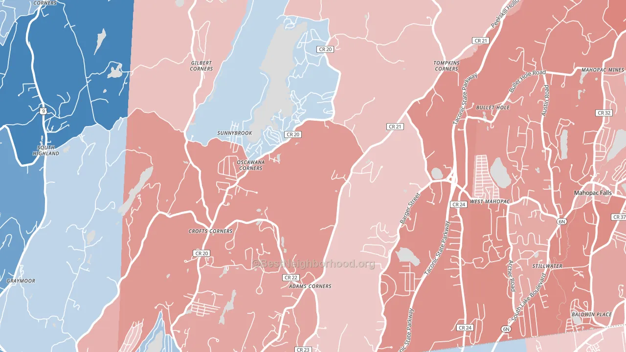 Putnam Valley, NY block-group political-lean map