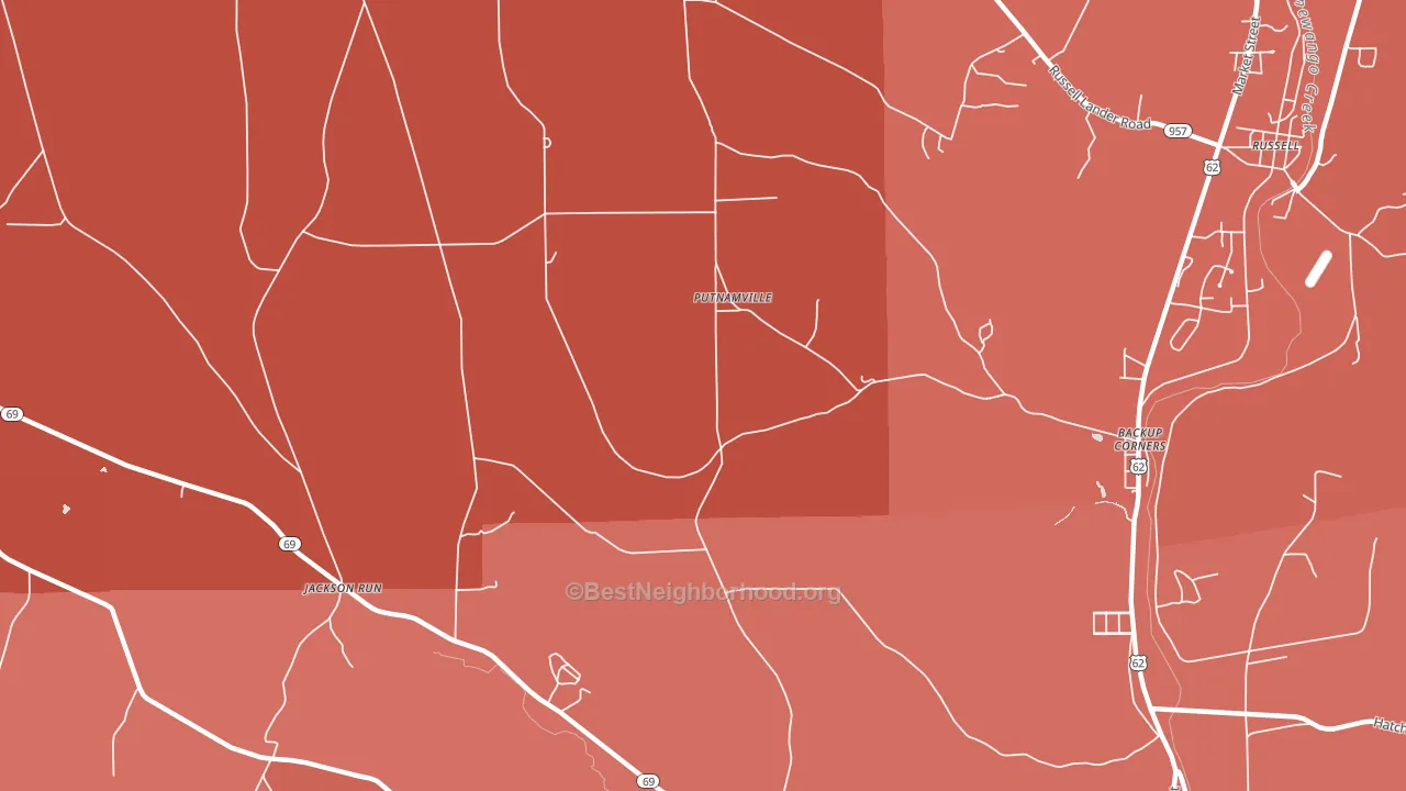 Putnamville, PA block-group political-lean map